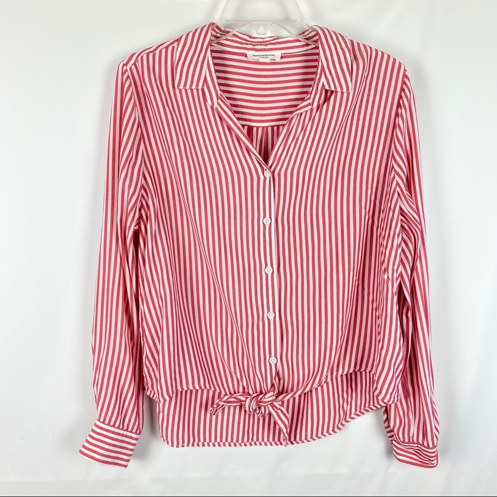 BeachLunchLounge Sz L Large Top Striped Tie Front